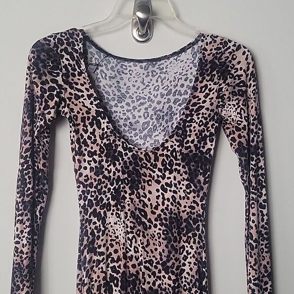 NWT Asos Midi Bodycon Dress Leopard Animal Black Print Sexy Fitted Stretch XS - Picture 8 of 10